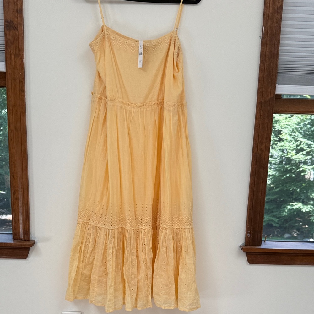 J. Crew Yellow Eyelet Tiered Sundress